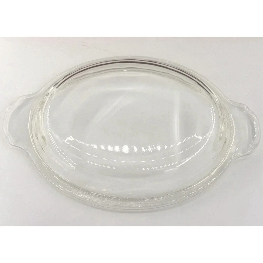 Anchor Hocking Fire King Clear Glass 1.5 Qt Oval 467 Casserole Lid w Tab Handles